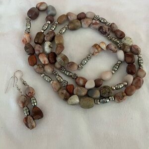 Artisan Made Stone Necklace & Earring Set